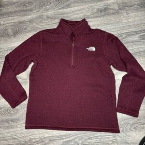 The North Face Leo Sweater 1/4 Zip Mens Urban Maroon Heather Size Large 243